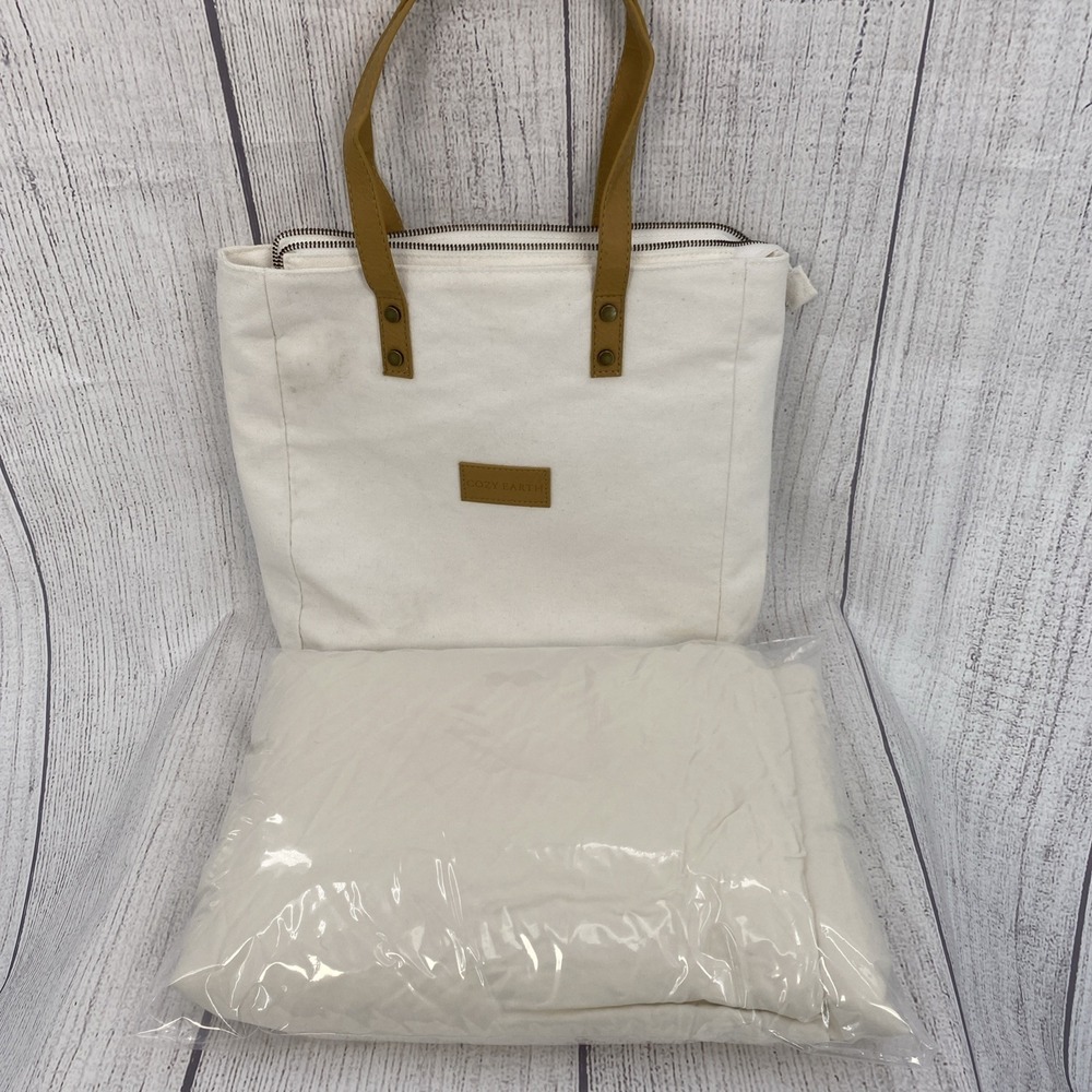 Cozy Earth Duvet Cover QUEEN Cream Ivory Luxury Viscose Bamboo Canvas Tote